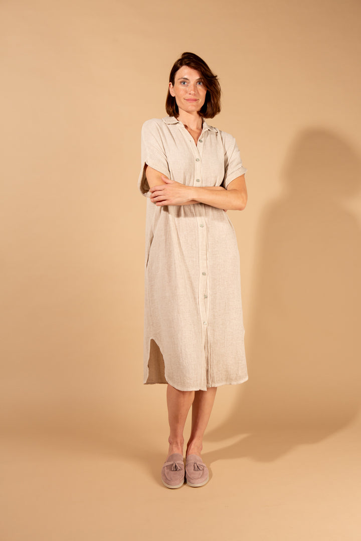 Linen Blend Shirt Dress