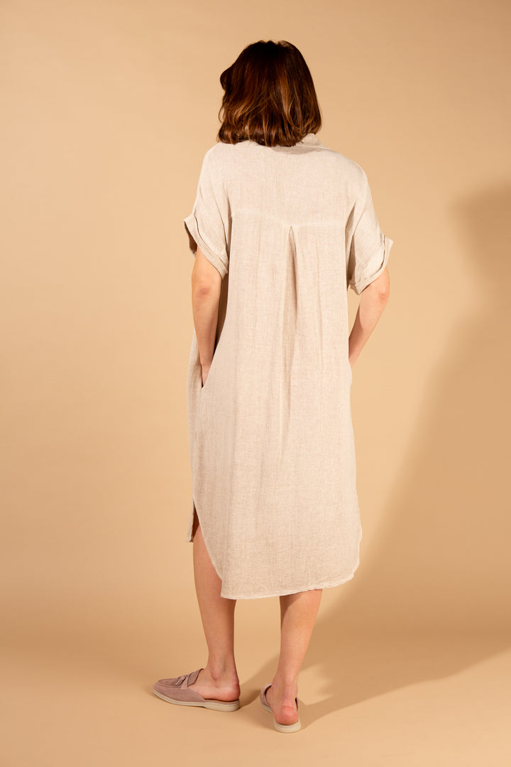 Linen Blend Shirt Dress