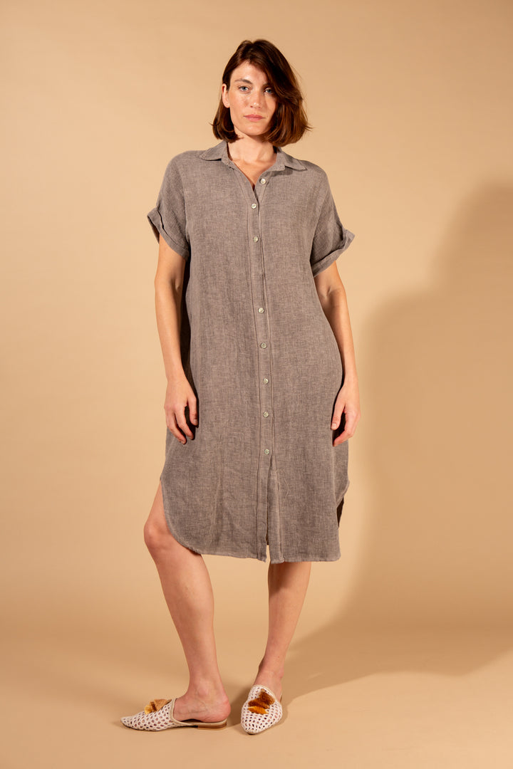 Linen Blend Shirt Dress