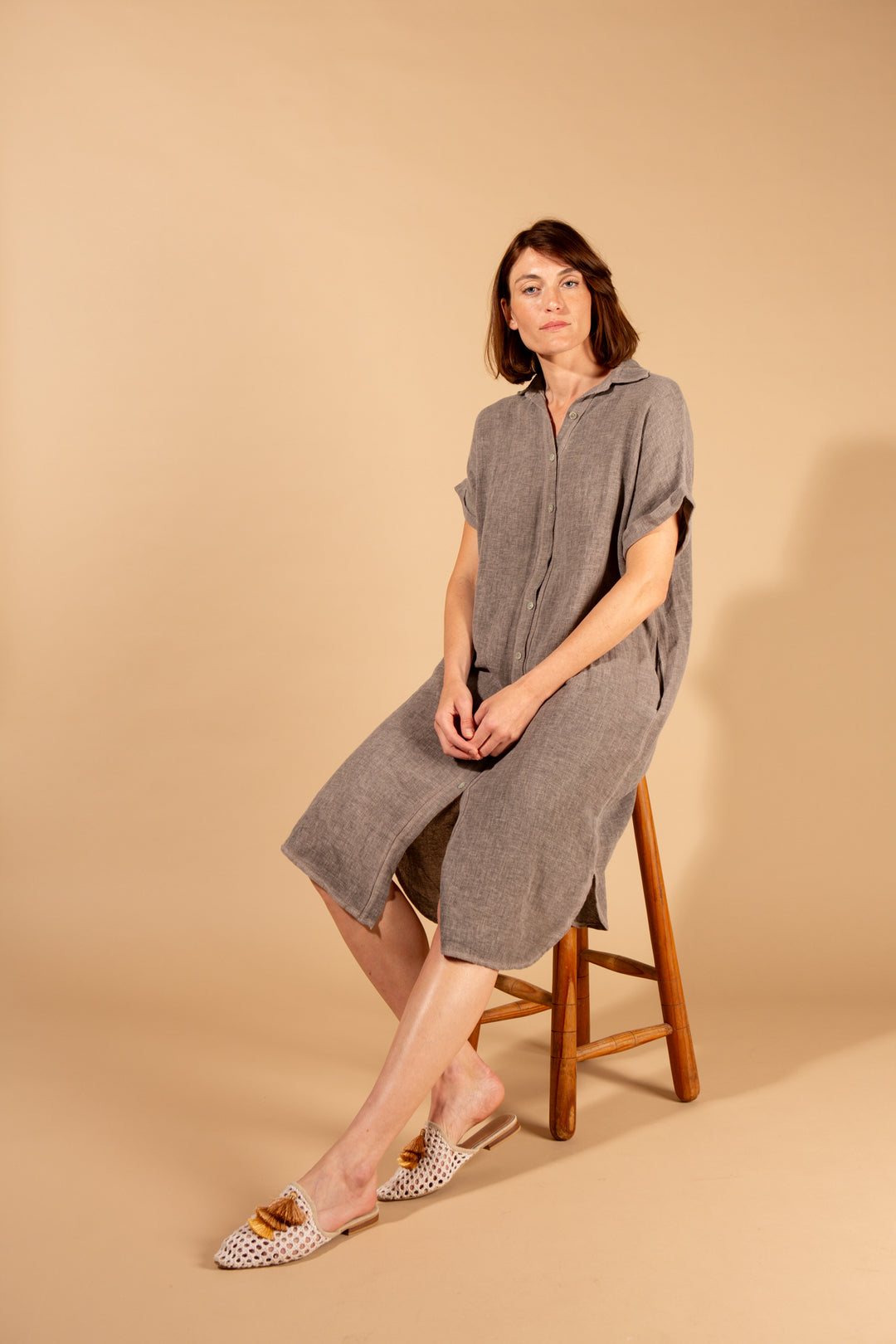 Linen Blend Shirt Dress