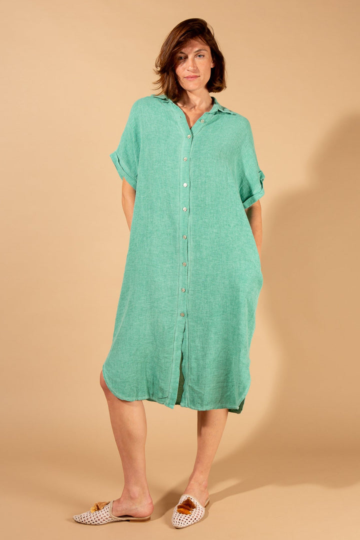 Linen Blend Shirt Dress