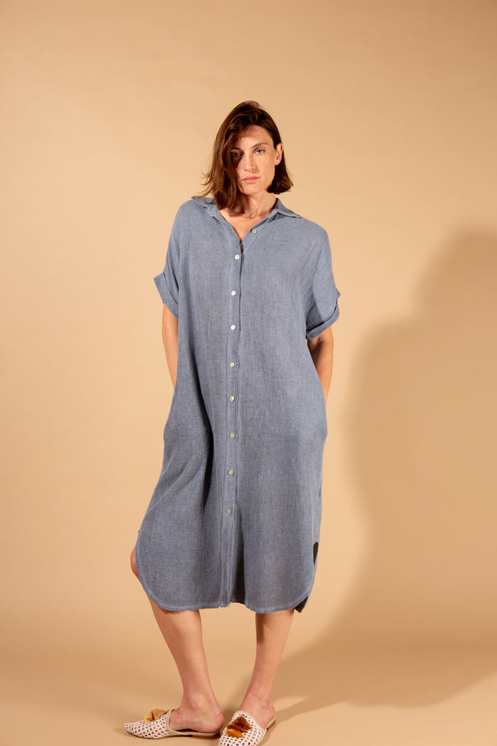 Linen Blend Shirt Dress