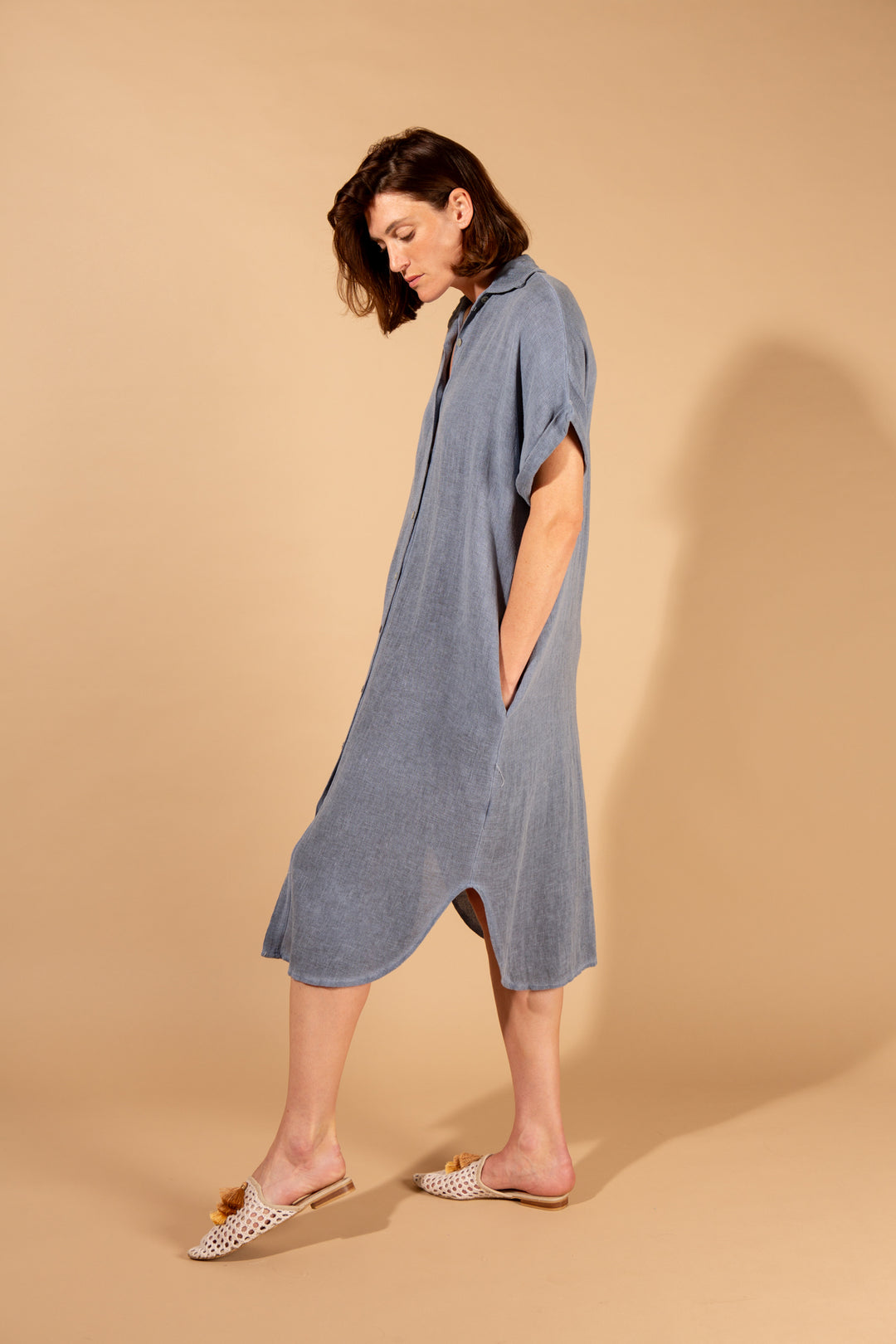 Linen Blend Shirt Dress