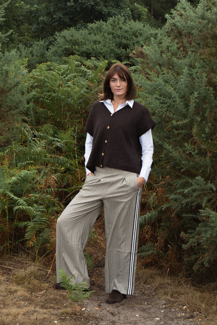 Wide Leg Pin Stripe Trouser