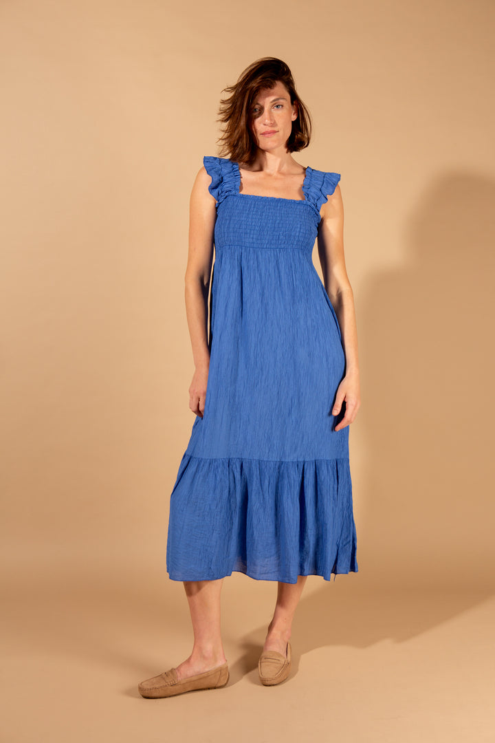 Crinkle Frill Sleeve Dress