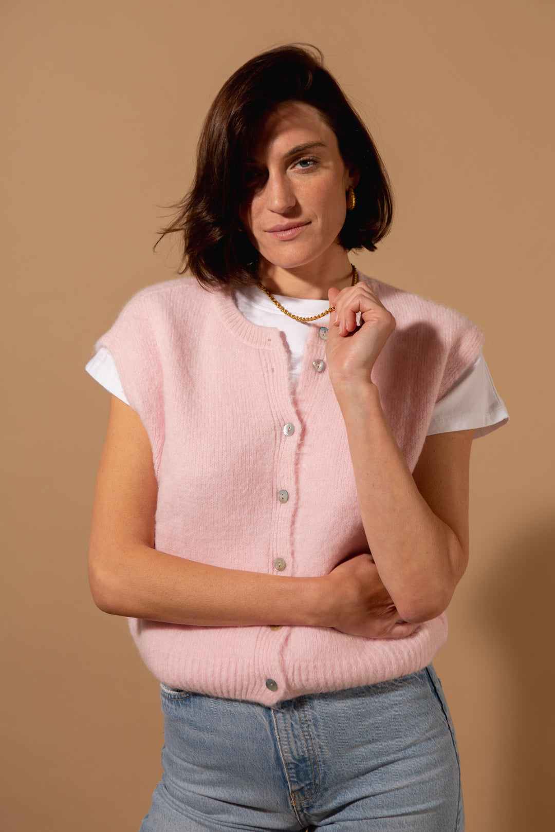 Alpaca Button Through Tank Top