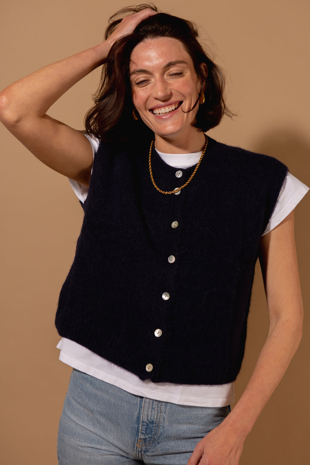 Alpaca Button Through Tank Top