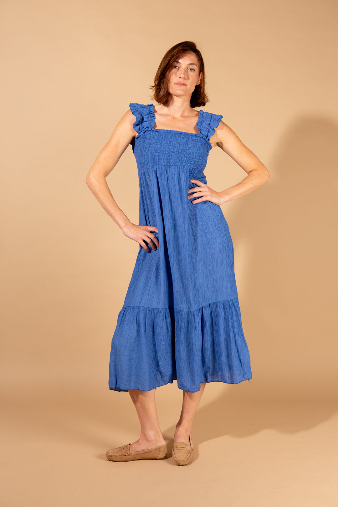 Crinkle Frill Sleeve Dress