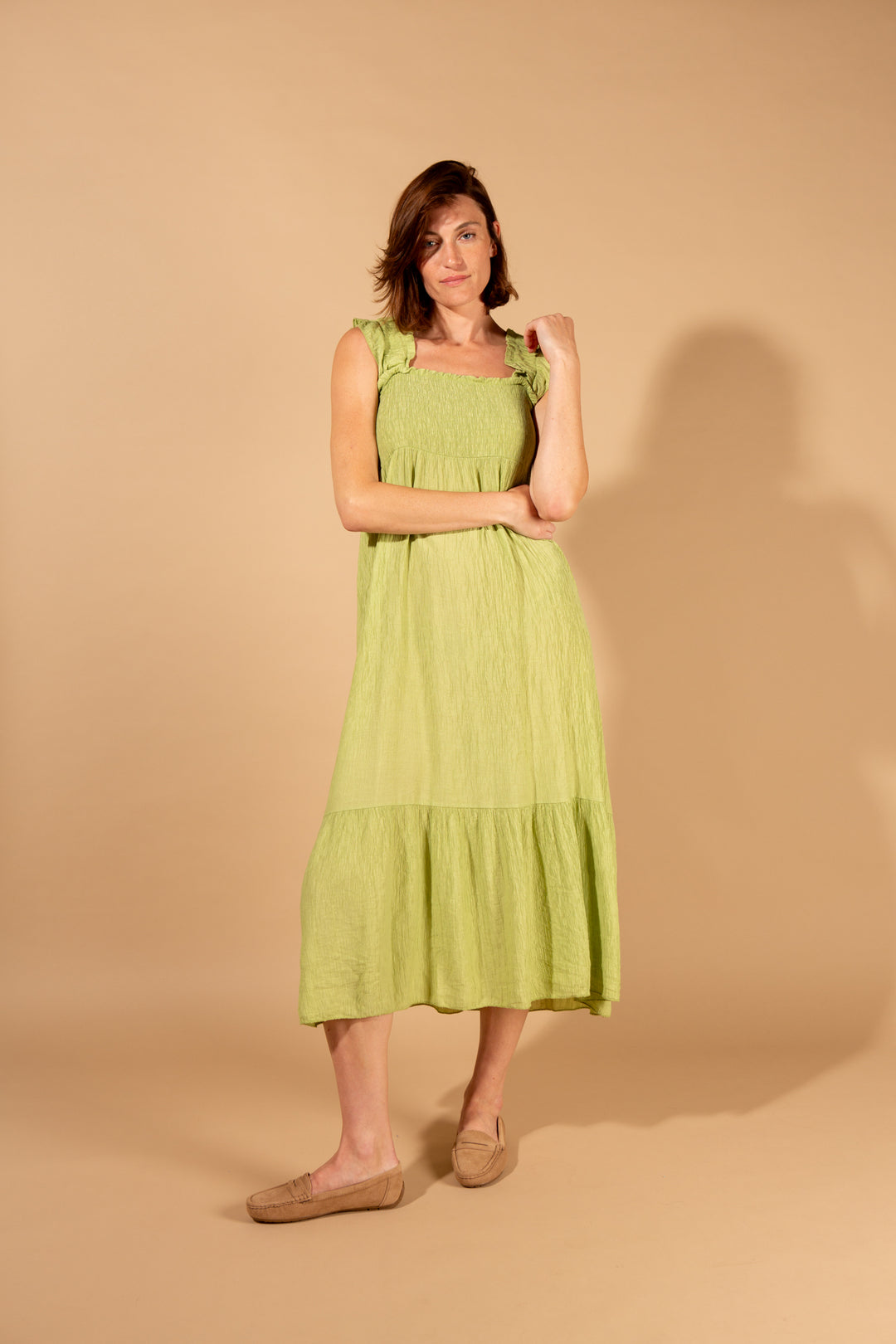 Crinkle Frill Sleeve Dress