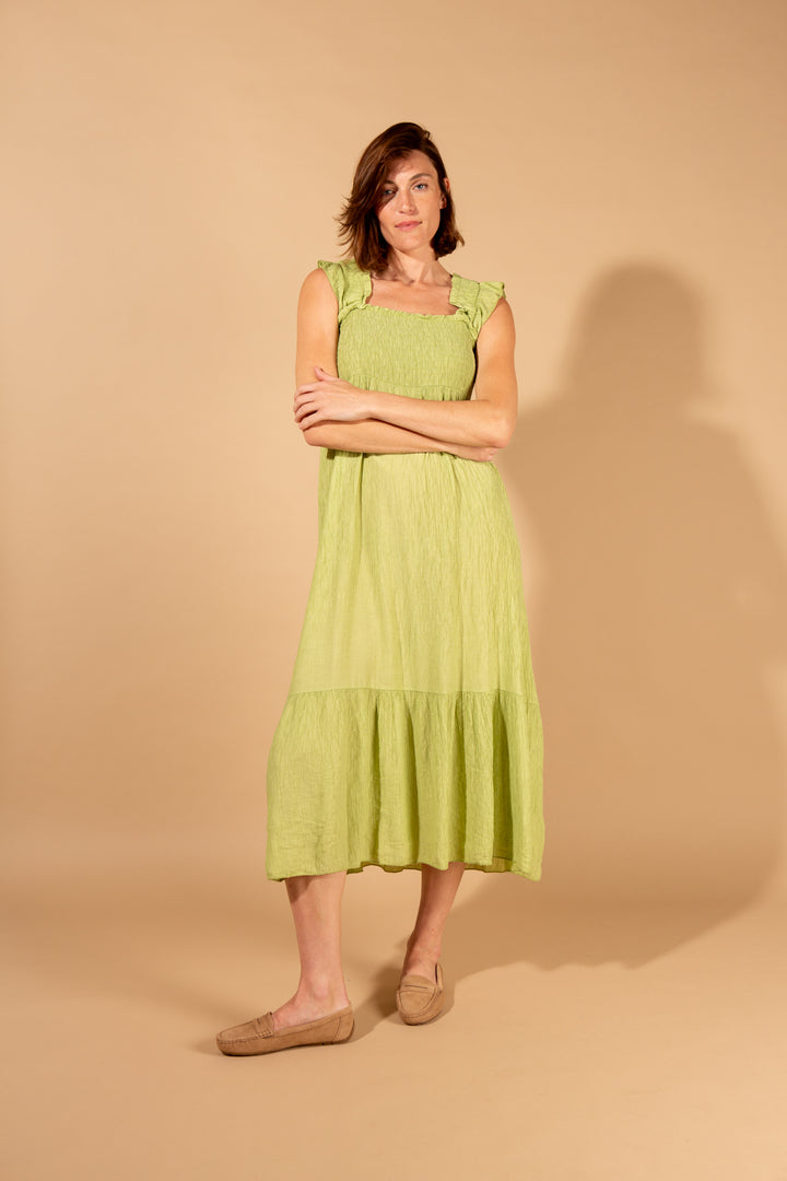 Crinkle Frill Sleeve Dress