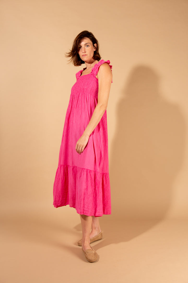 Crinkle Frill Sleeve Dress