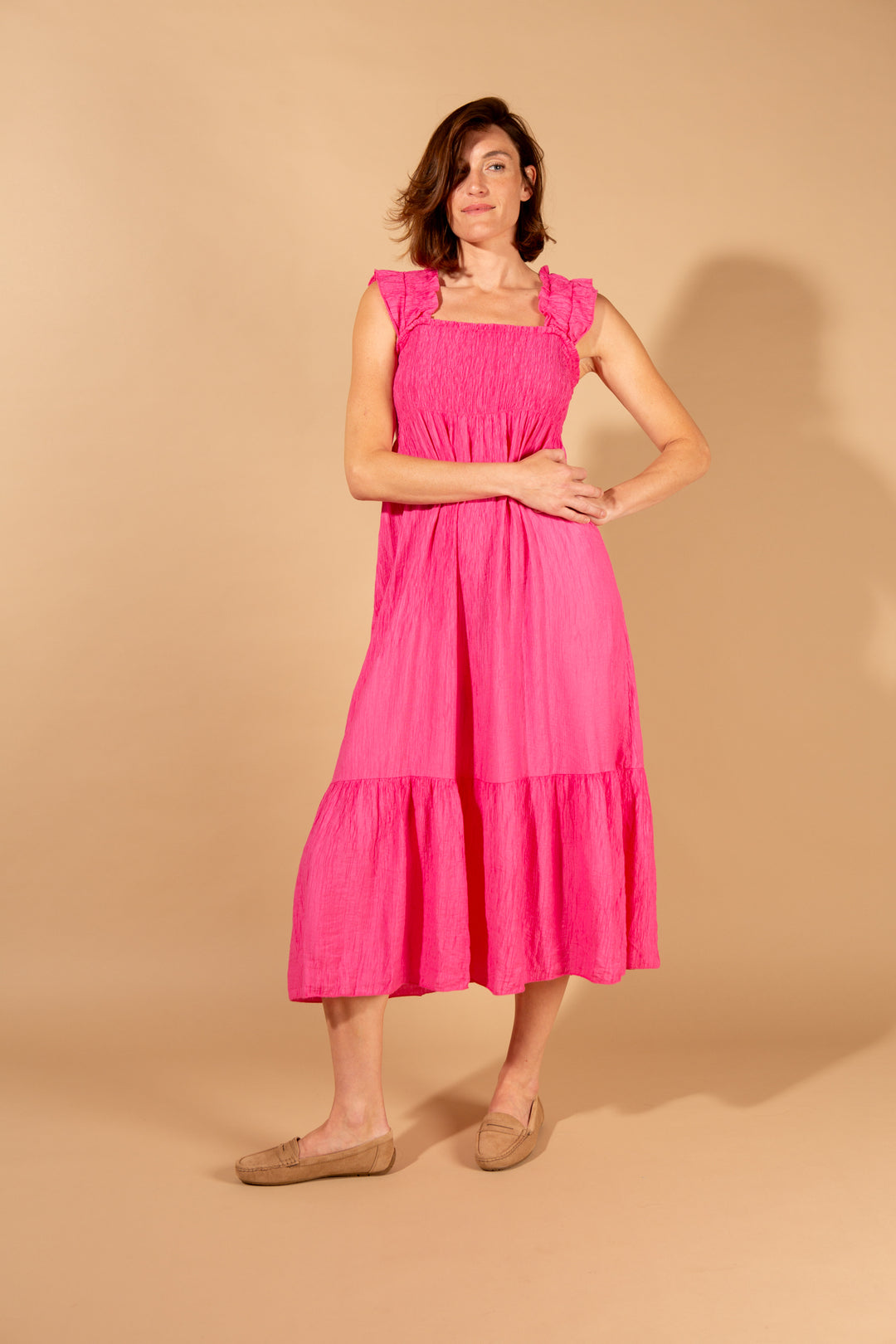 Crinkle Frill Sleeve Dress