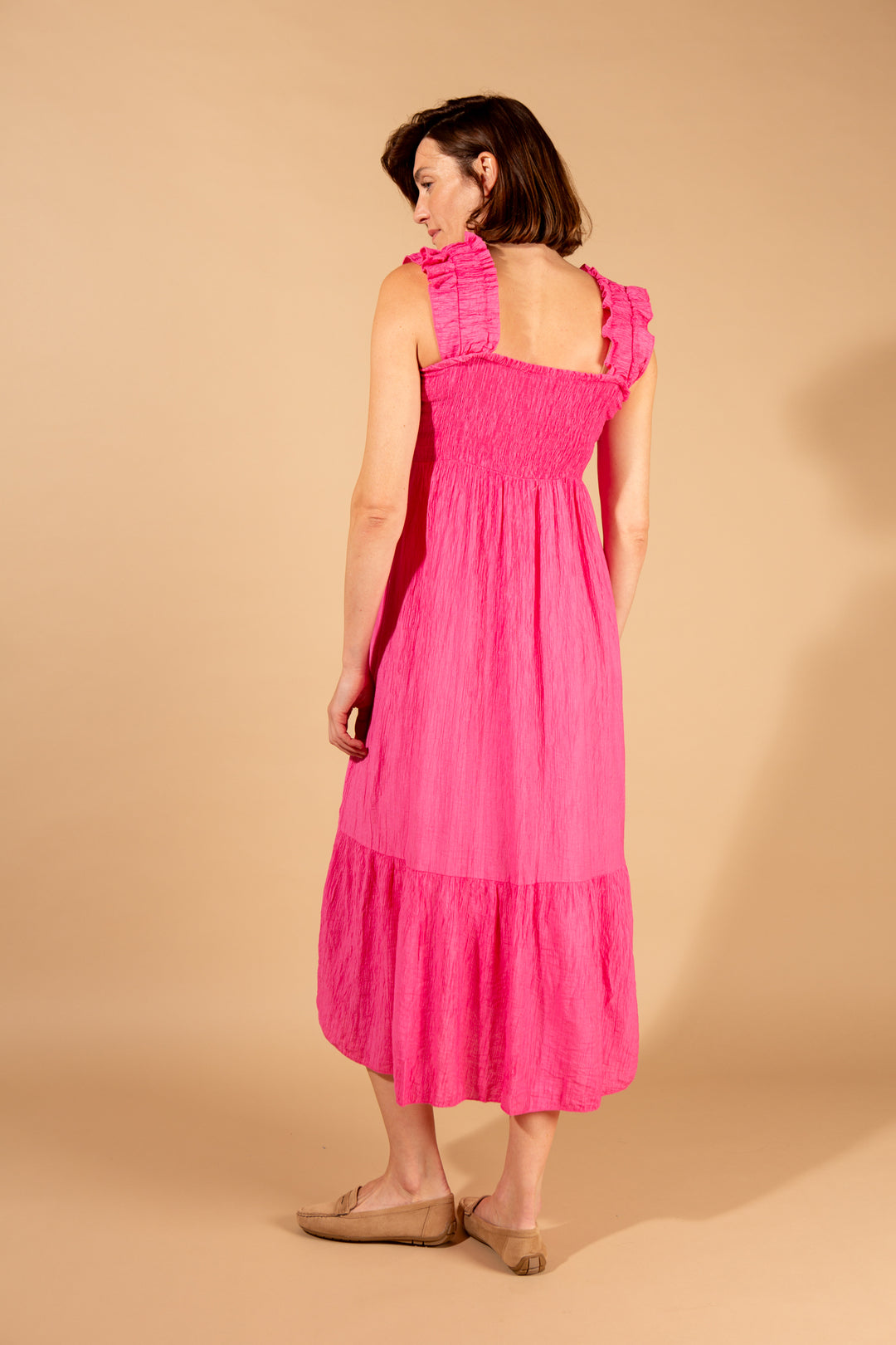 Crinkle Frill Sleeve Dress