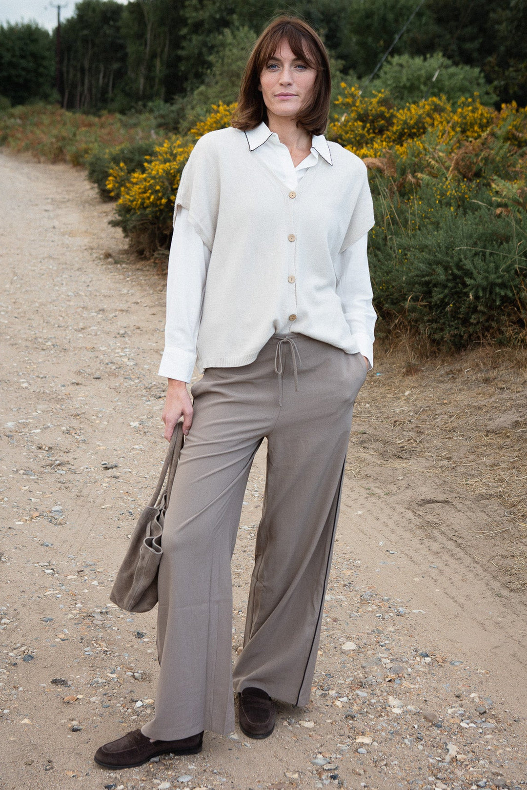 Wide Leg Piped Trouser