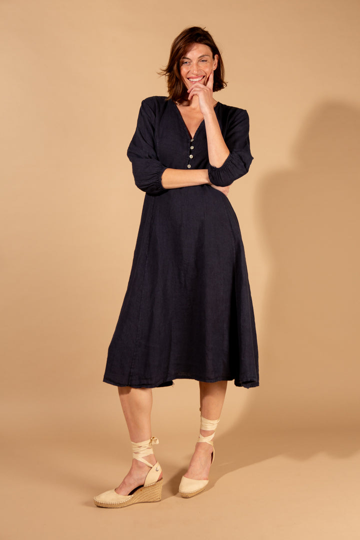 Natural Linen A-Line Dress