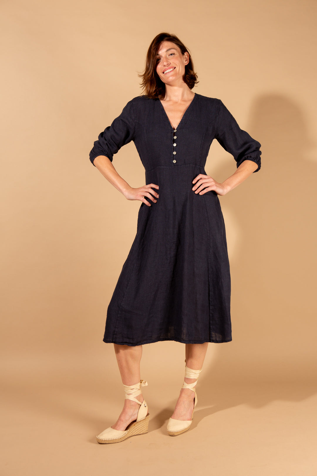 Natural Linen A-Line Dress