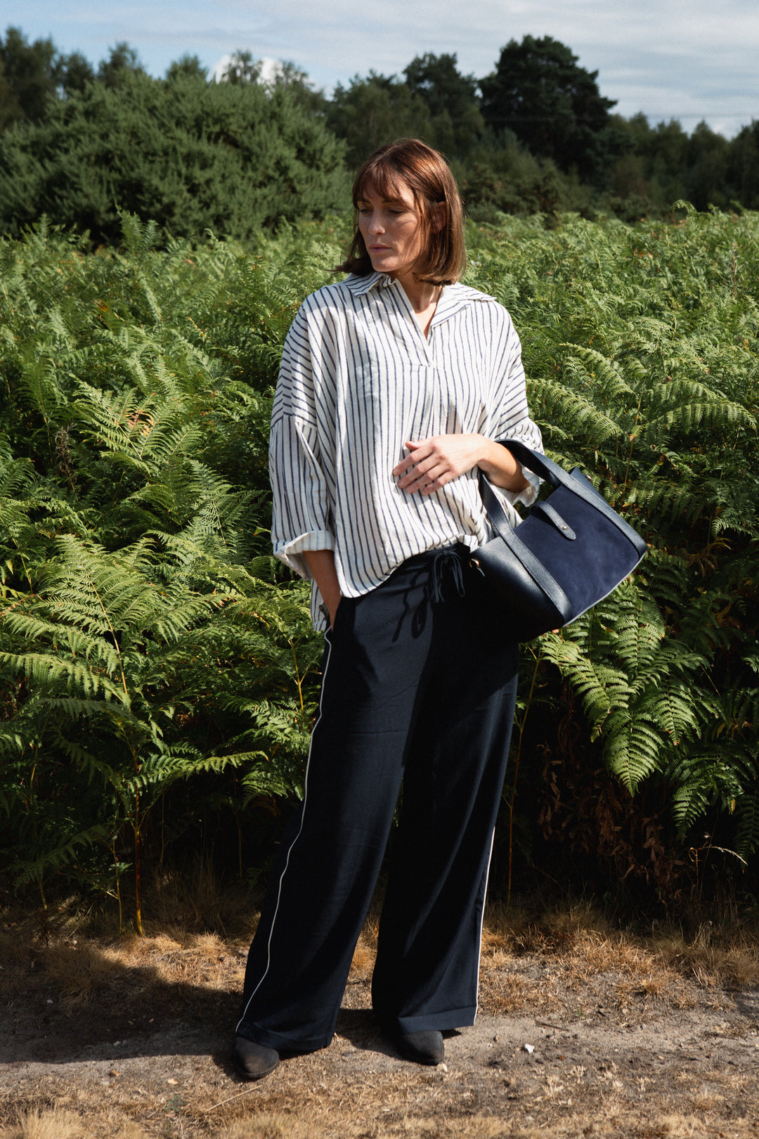 Wide Leg Piped Trouser