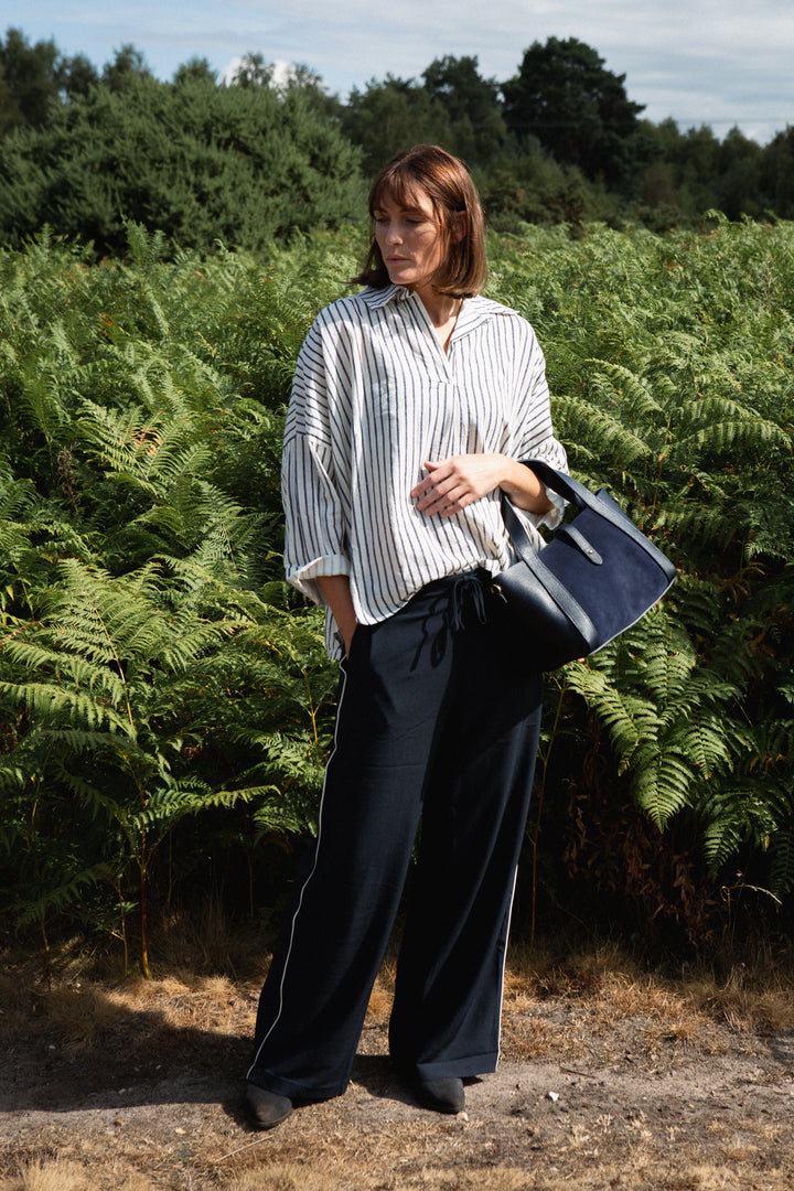 Wide Leg Piped Trouser