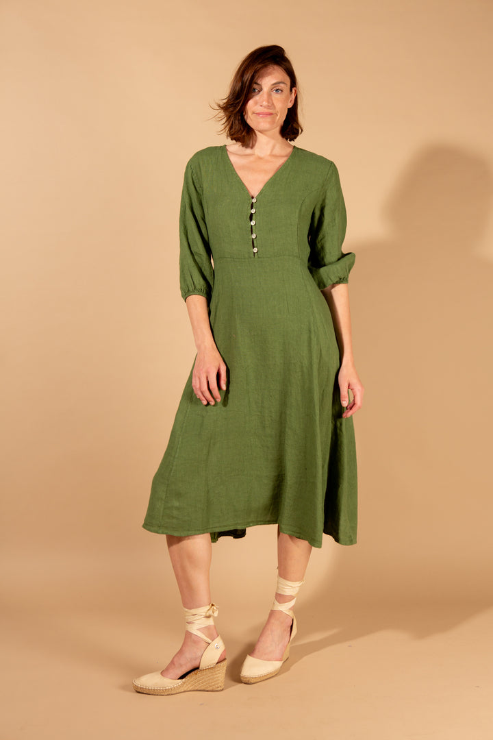 Natural Linen A-Line Dress