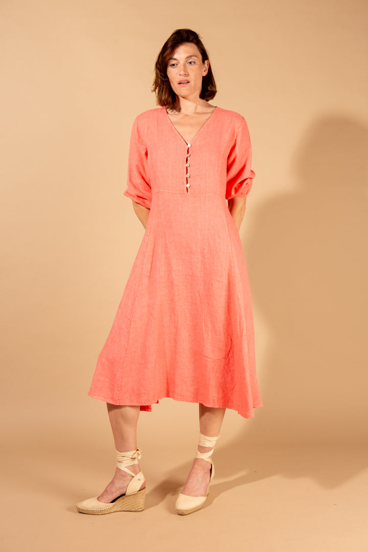 Natural Linen A-Line Dress