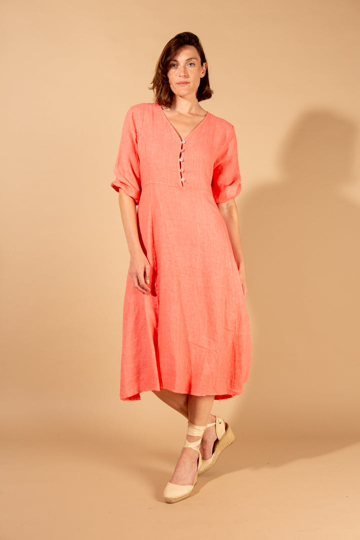 Natural Linen A-Line Dress