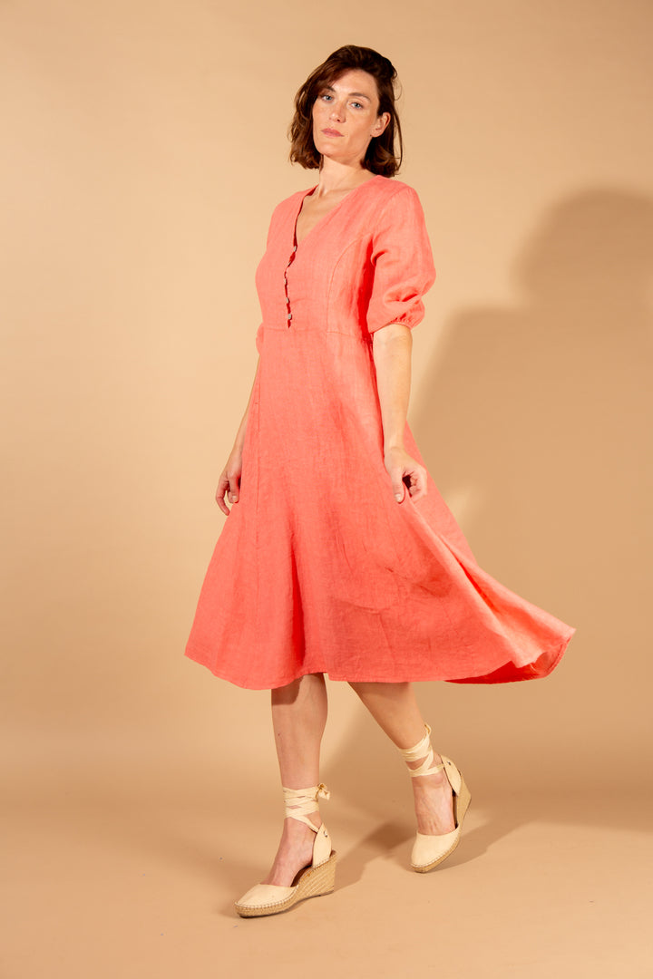 Natural Linen A-Line Dress