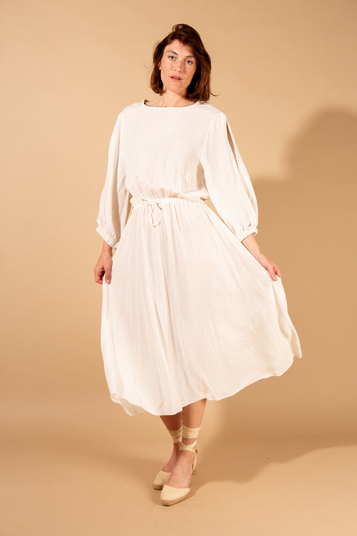 Shimmer Drawstring Waist Dress