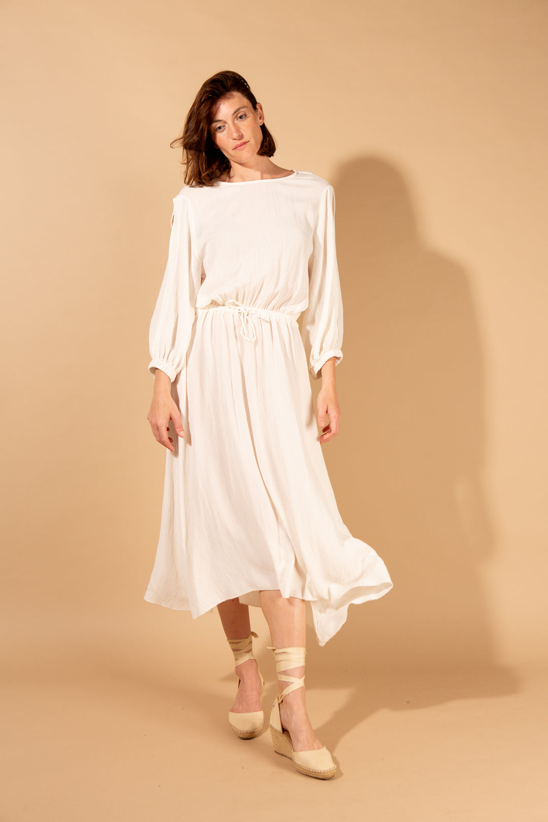 Shimmer Drawstring Waist Dress