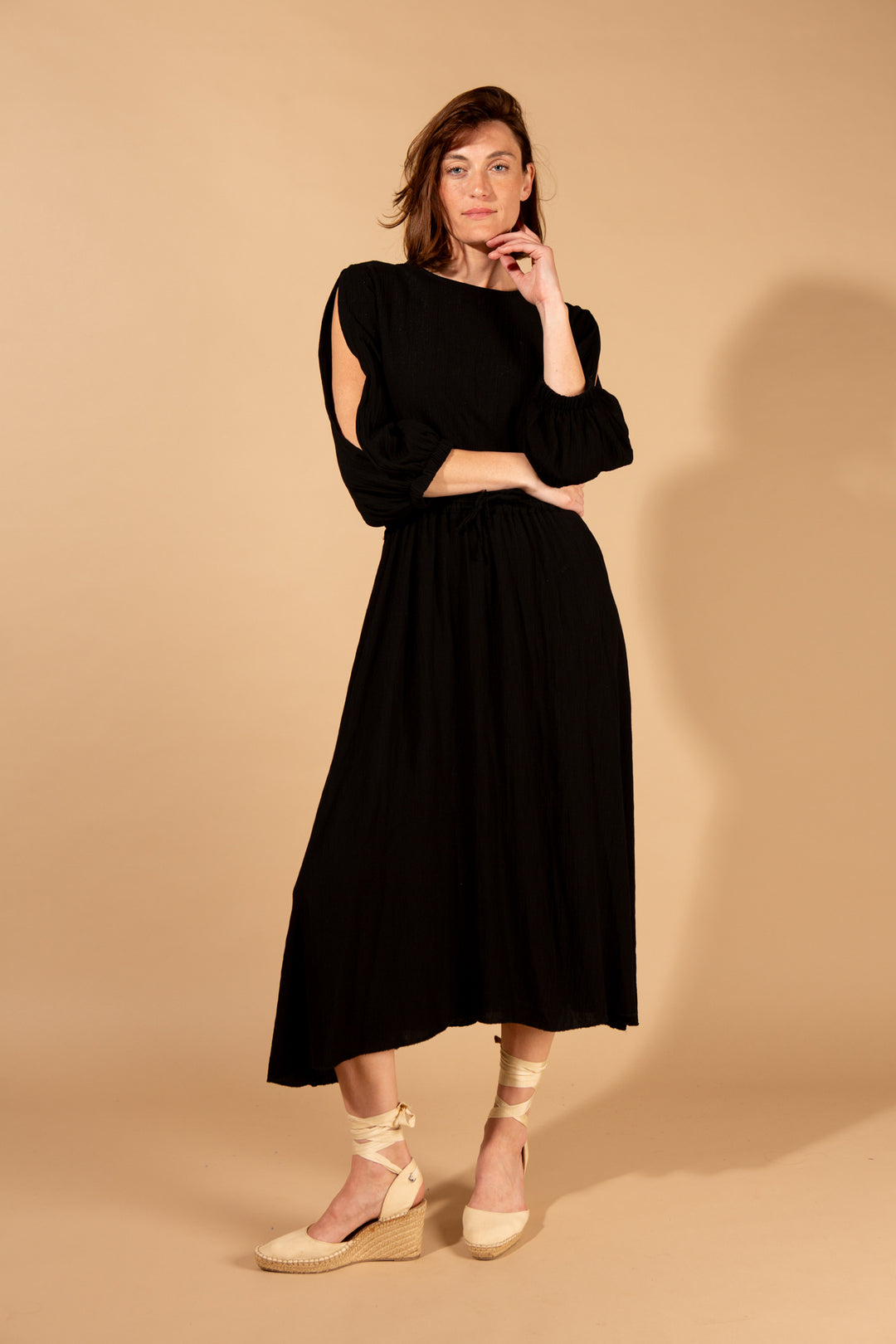 Shimmer Drawstring Waist Dress