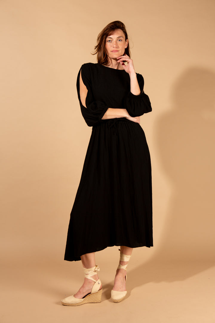 Shimmer Drawstring Waist Dress