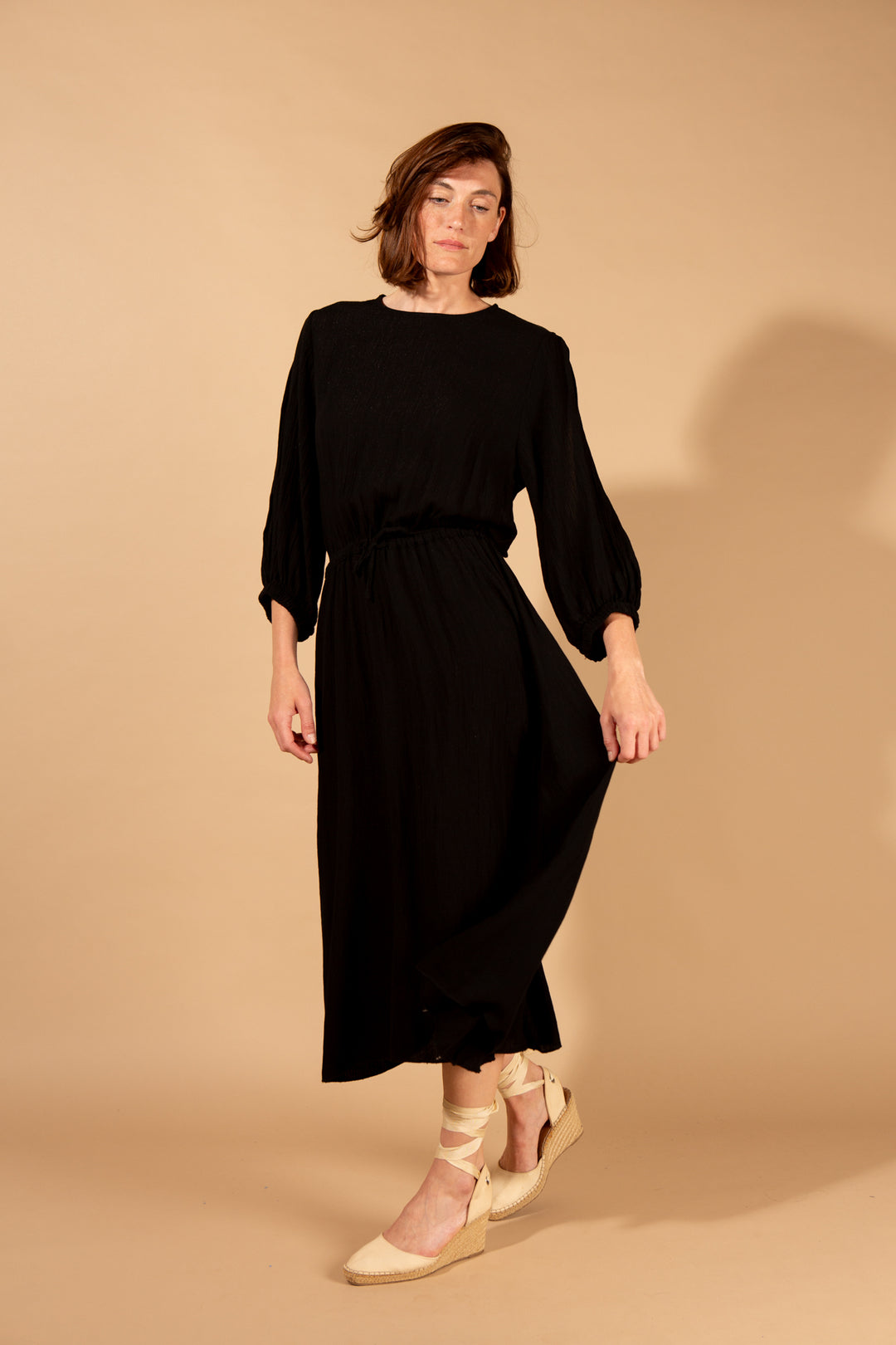 Shimmer Drawstring Waist Dress