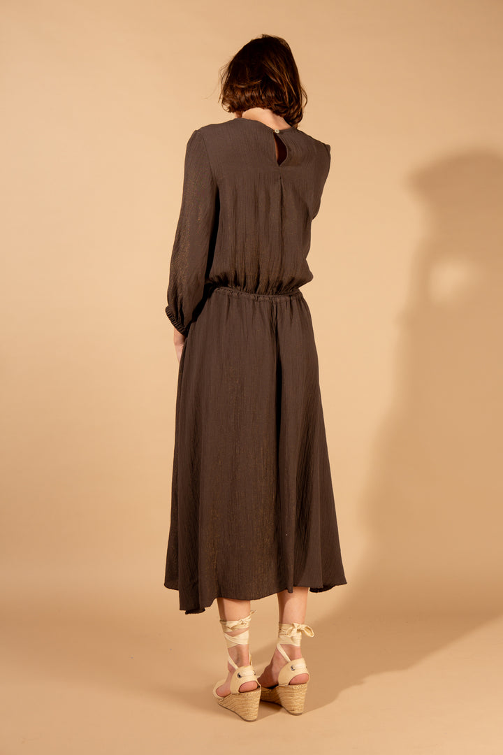 Shimmer Drawstring Waist Dress