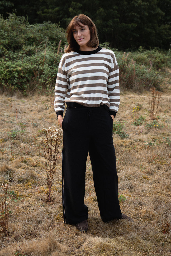 Wide Leg Piped Trouser