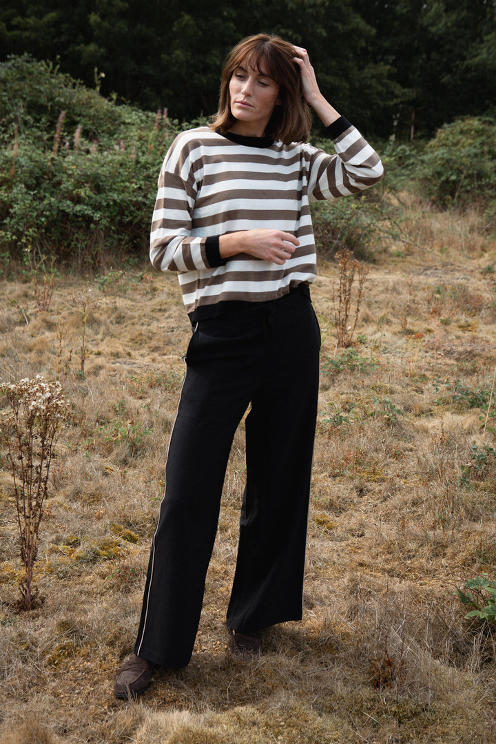 Wide Leg Piped Trouser