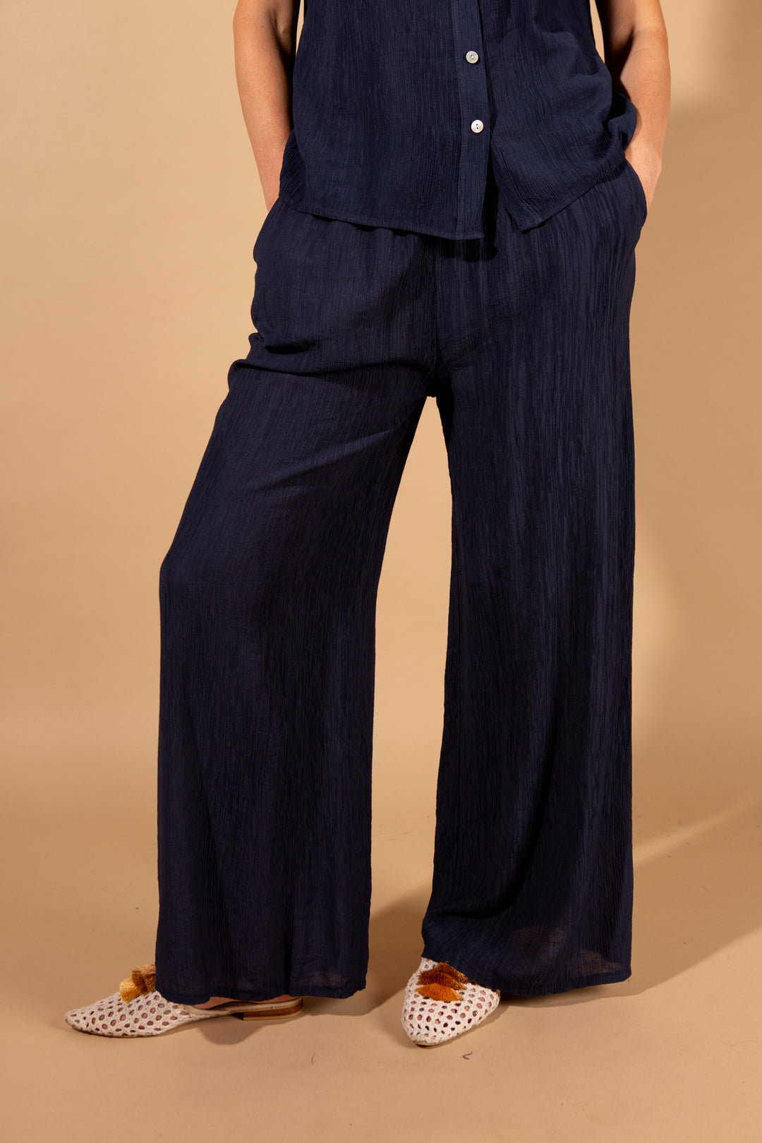 Crinkle Tie Waist Trousers