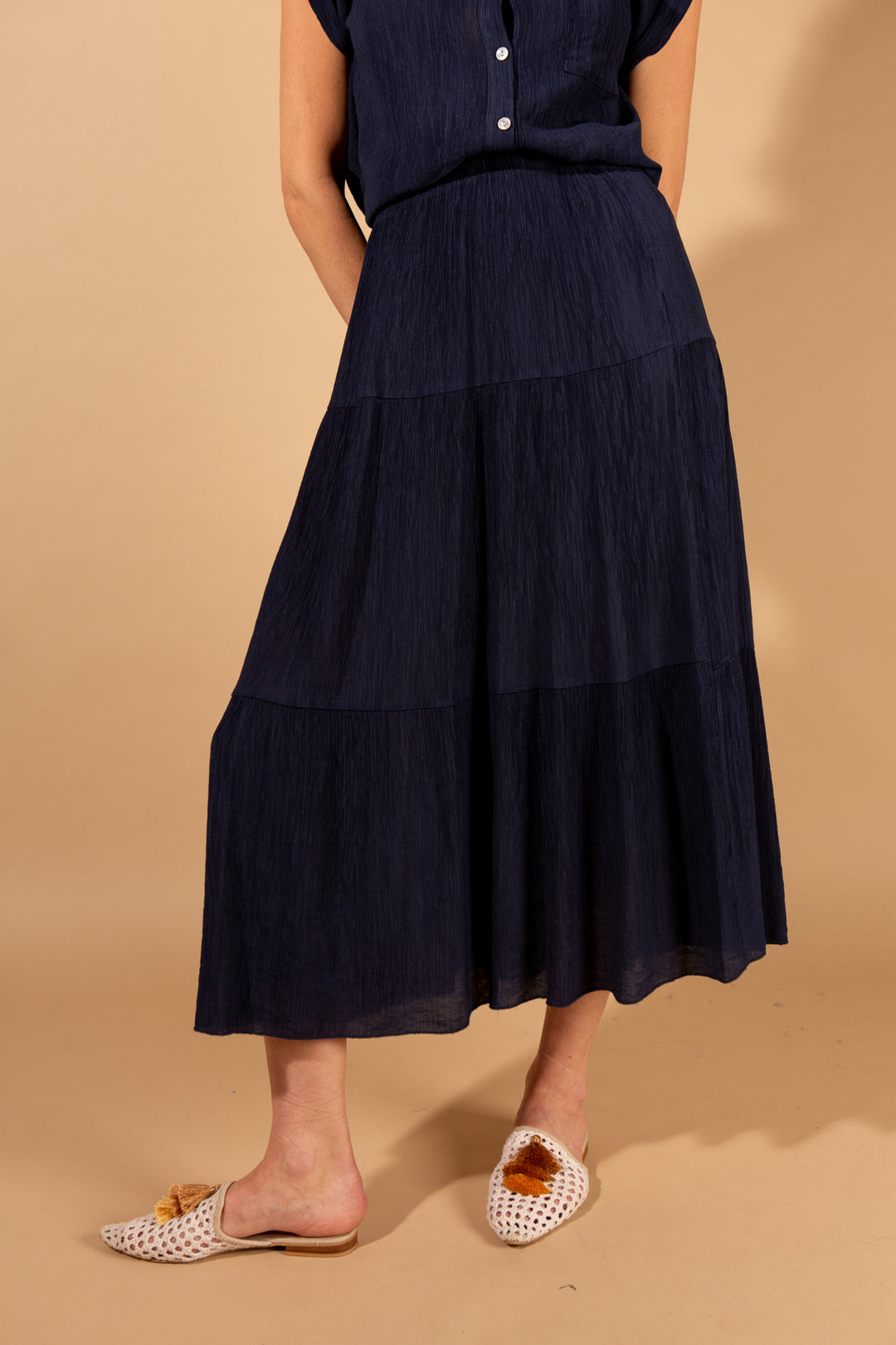 Crinkle Tiered Skirt