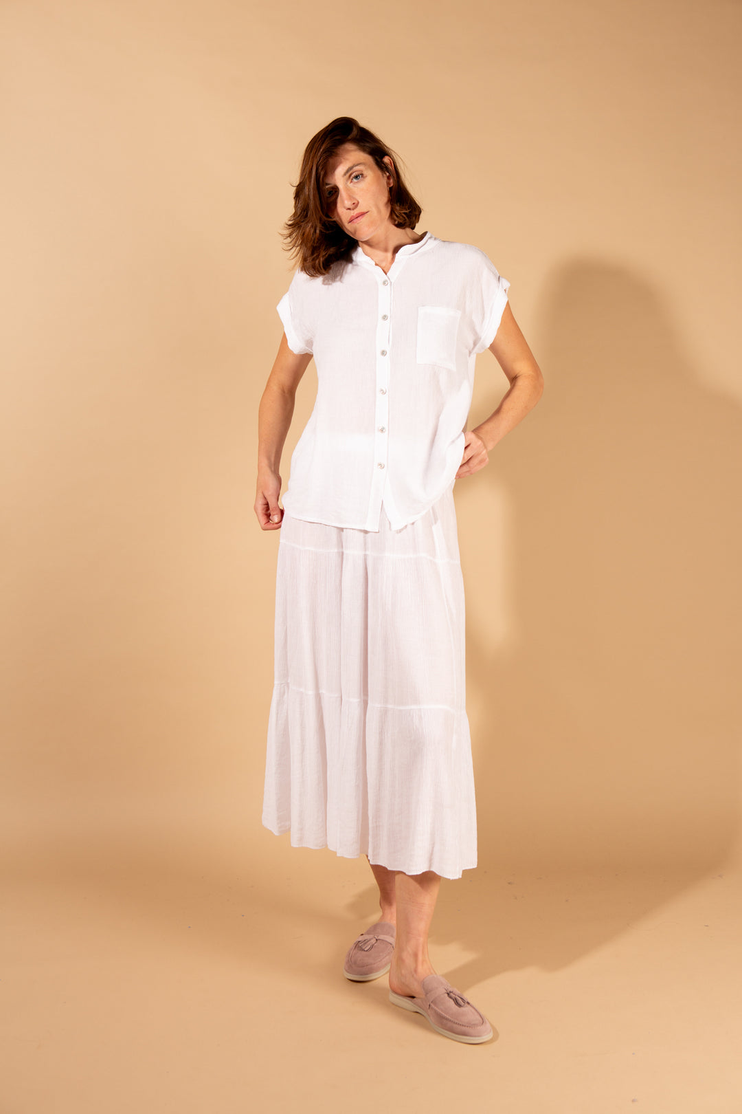 Crinkle Tiered Skirt