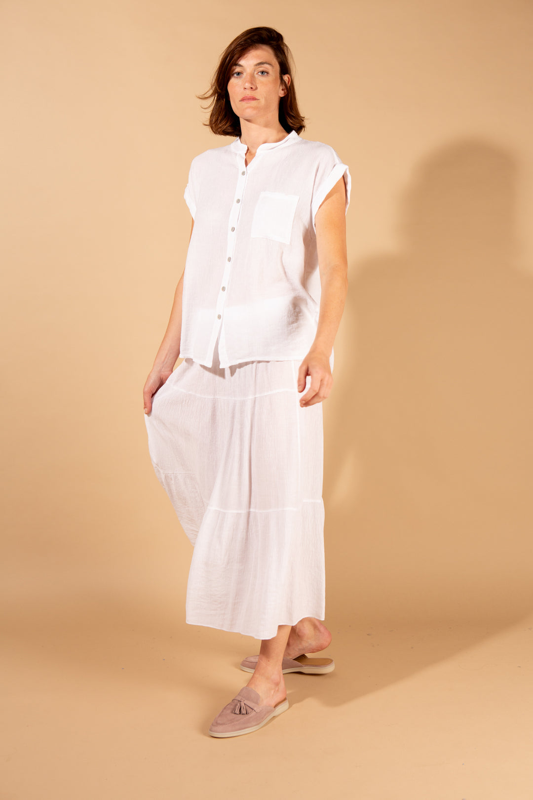 Crinkle Tiered Skirt