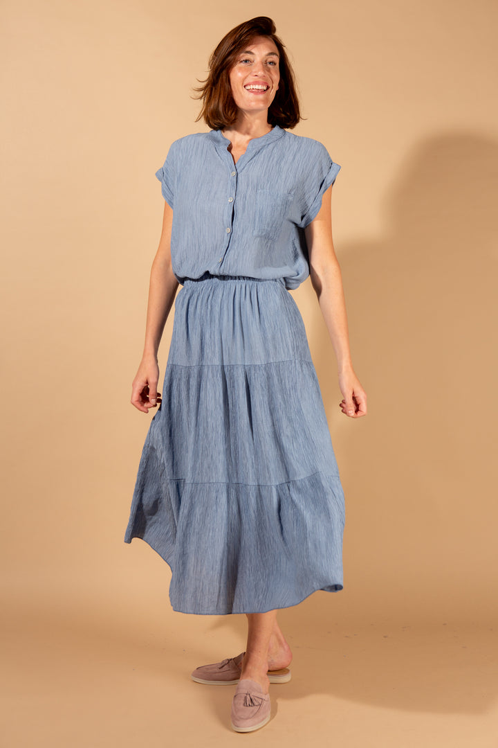 Crinkle Tiered Skirt