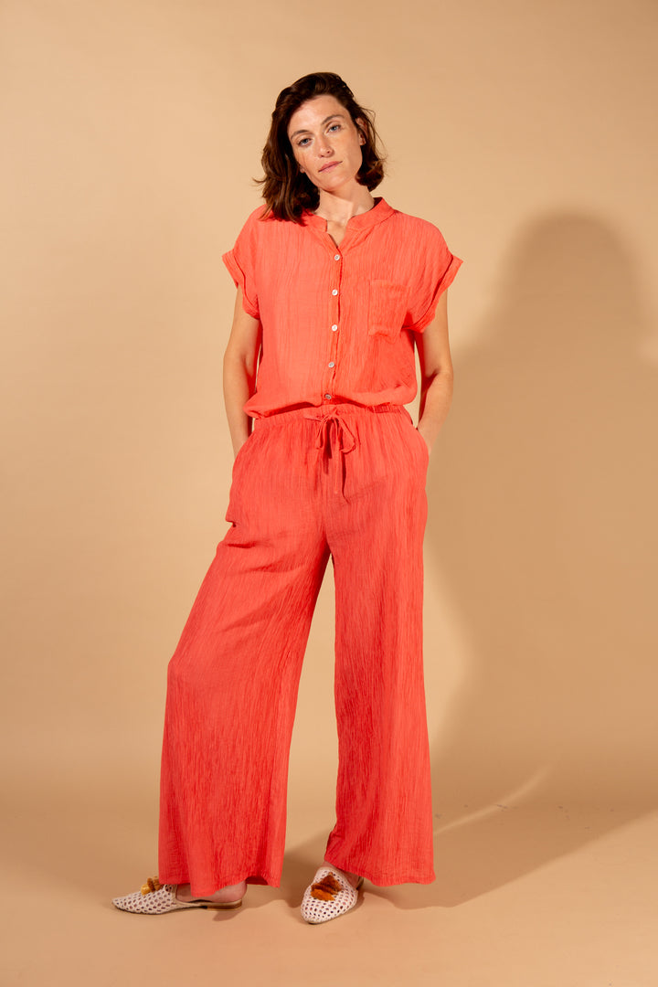 Crinkle Tie Waist Trousers