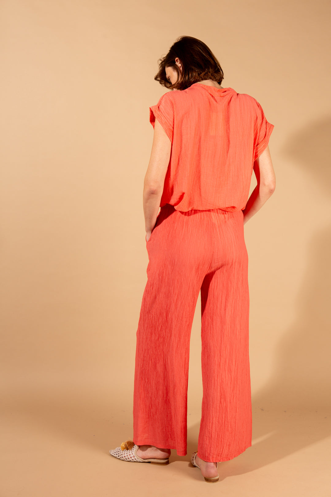 Crinkle Tie Waist Trousers