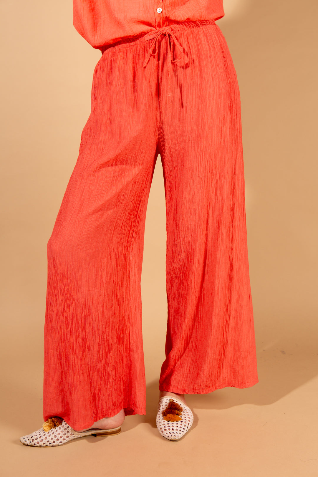 Crinkle Tie Waist Trousers