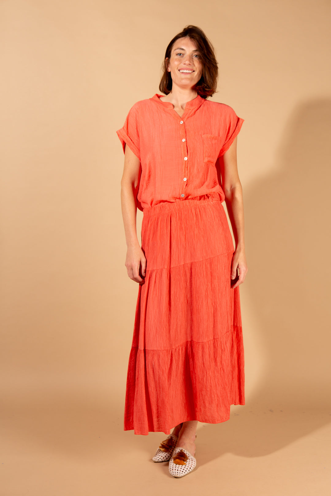 Crinkle Tiered Skirt