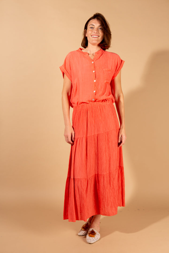 Crinkle Tiered Skirt