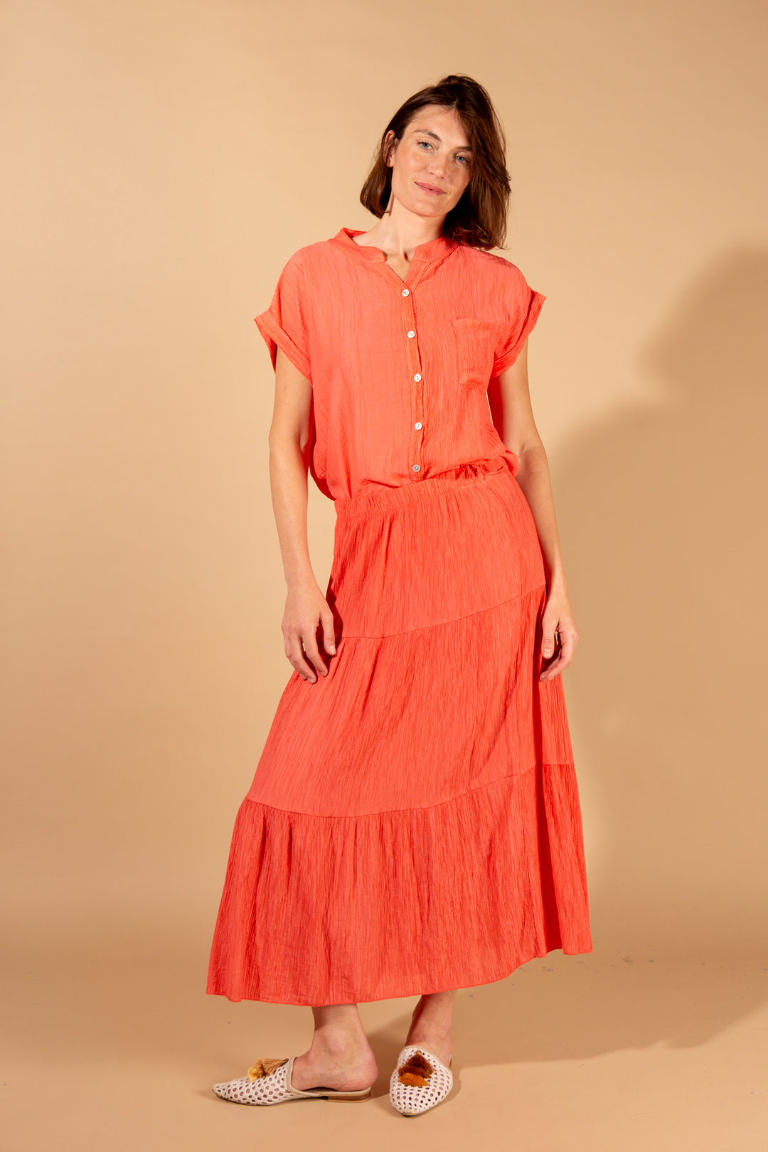 Crinkle Tiered Skirt