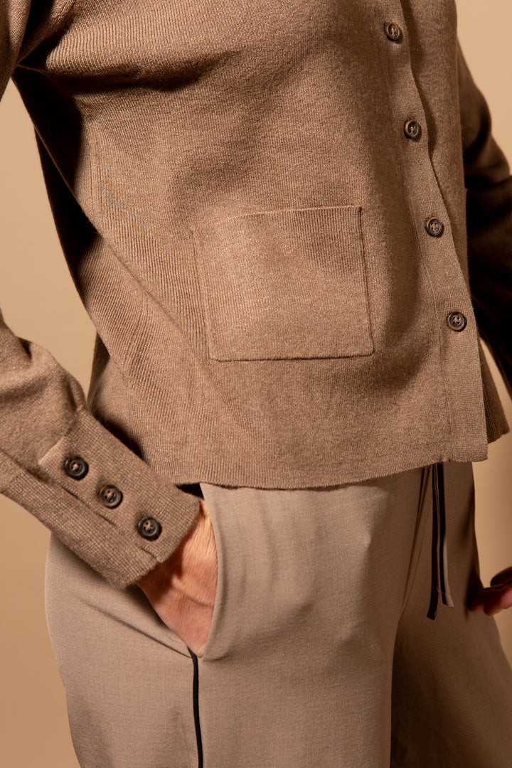 Knitted Patch Pocket Shirt