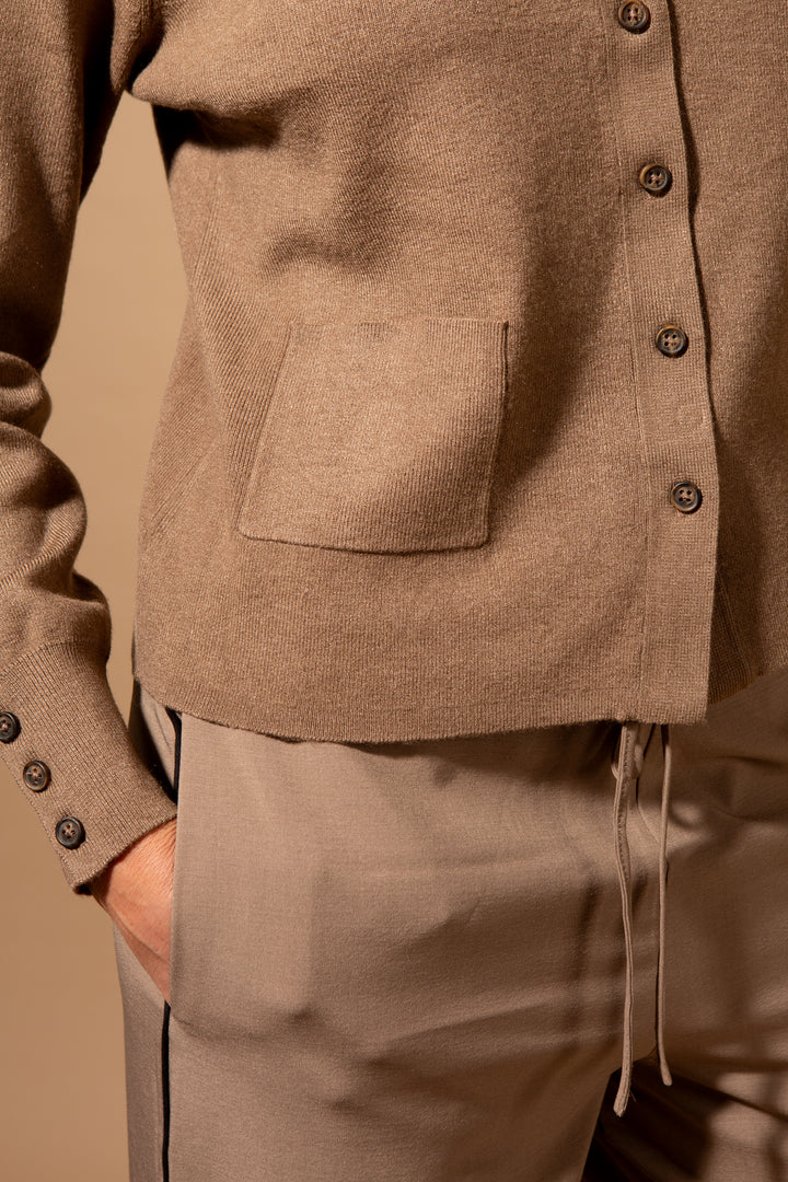 Knitted Patch Pocket Shirt