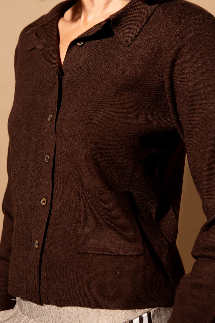 Knitted Patch Pocket Shirt
