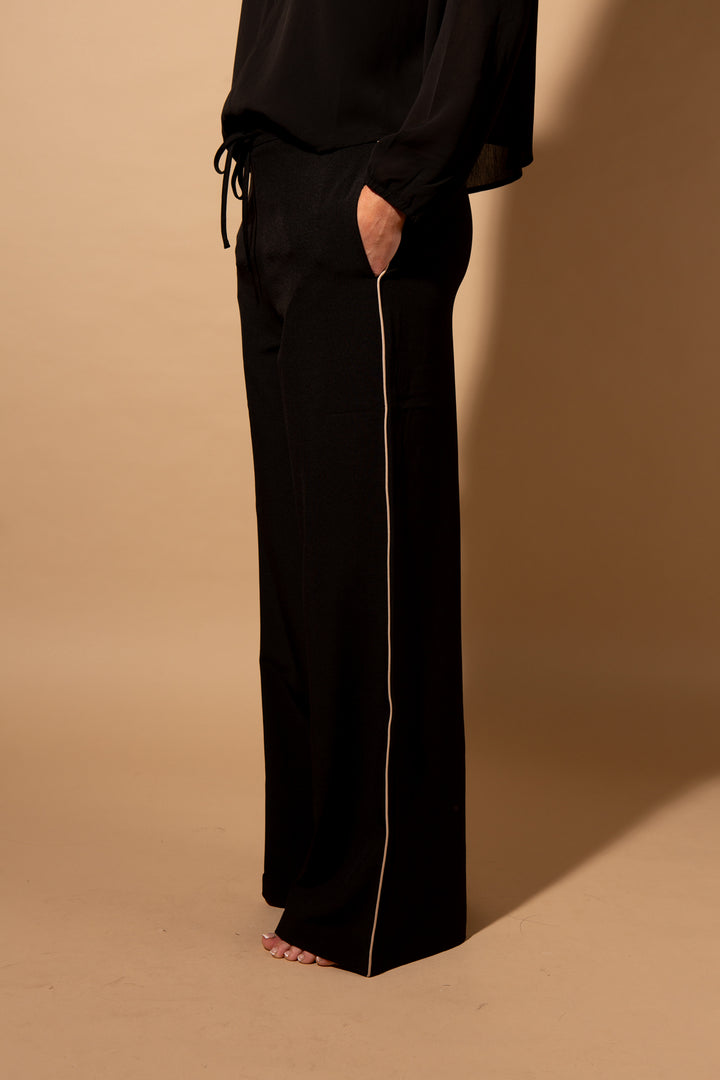 Wide Leg Piped Trouser