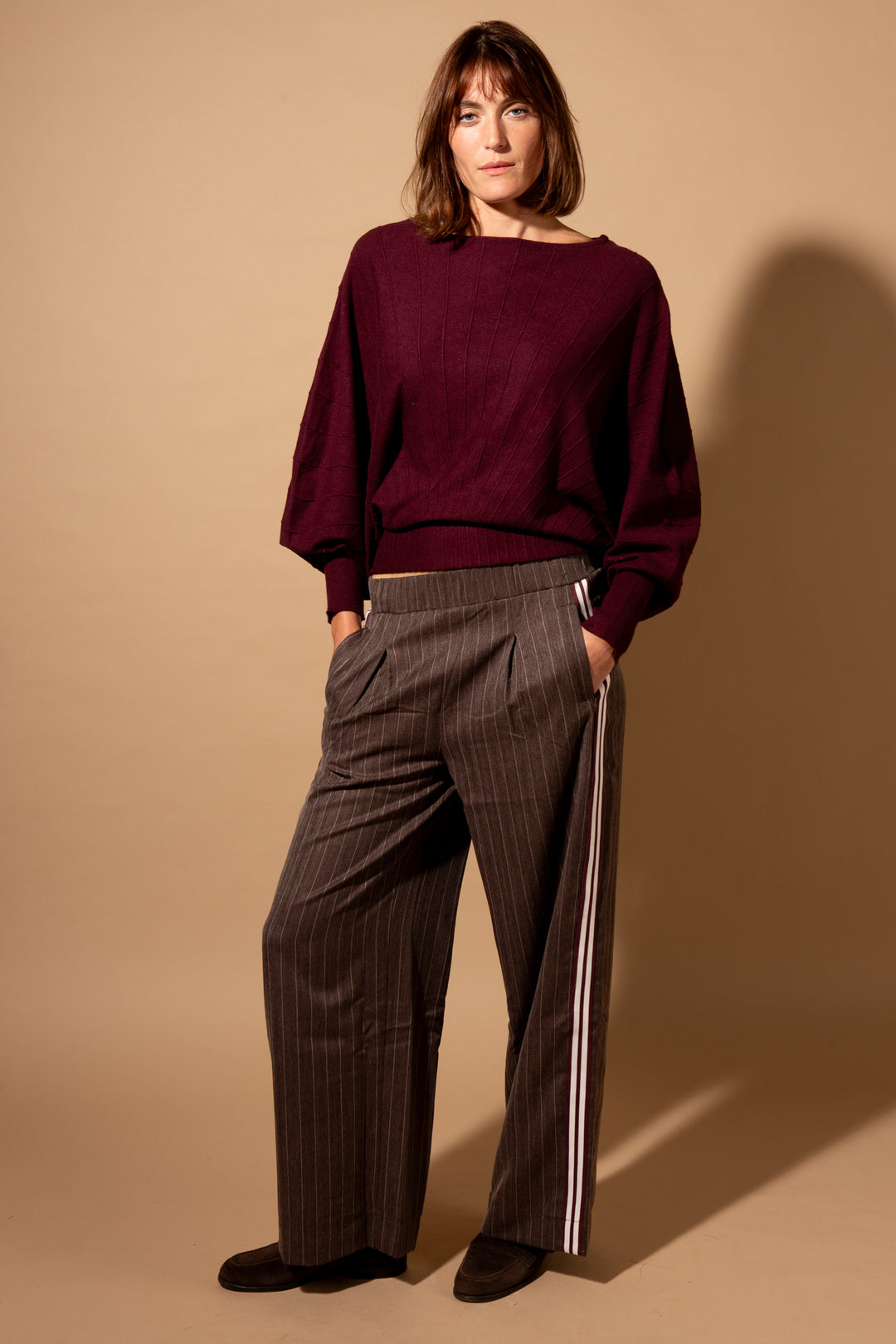 Wide Leg Pin Stripe Trouser